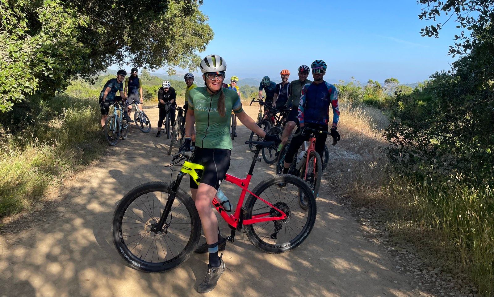 tracey in group bike ride