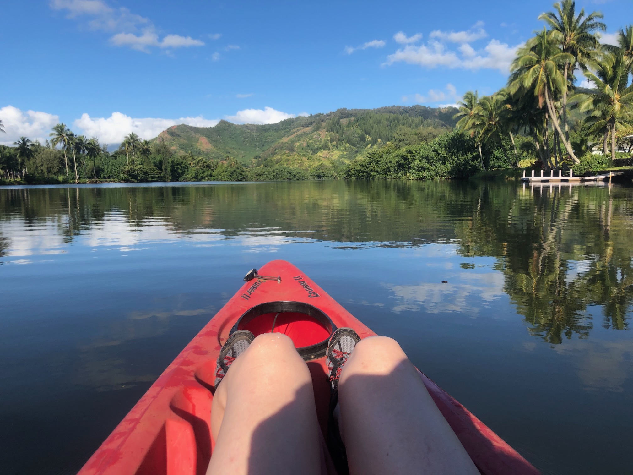 paddling kayak upriver