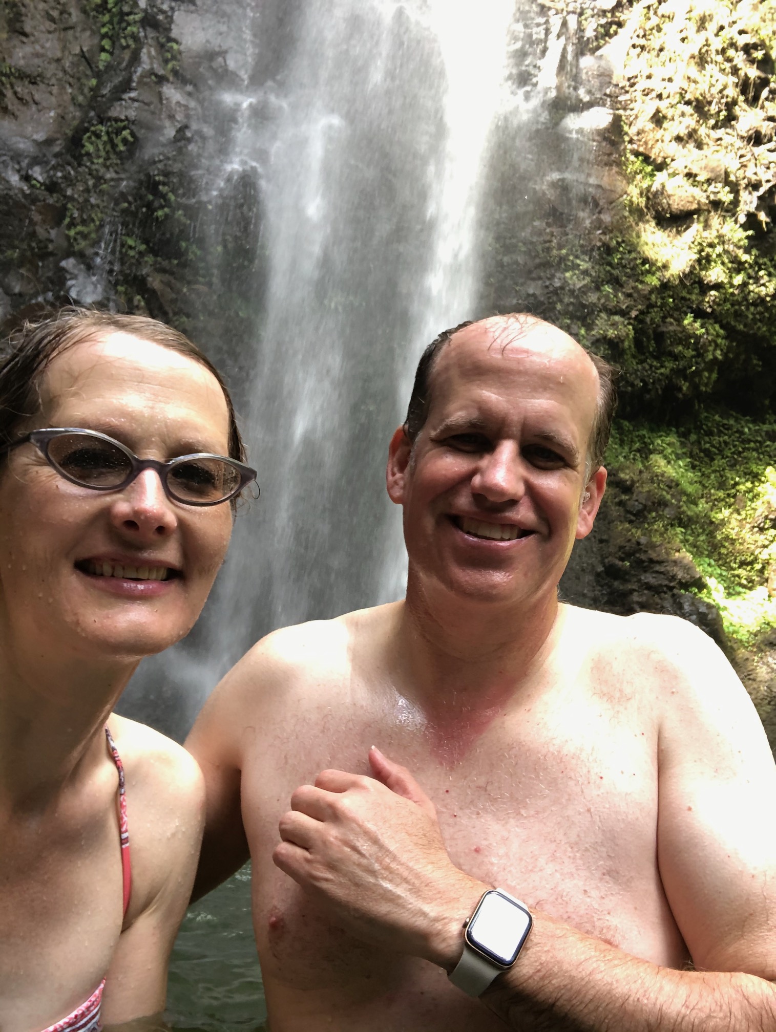 tracey & hunter at waterfall bottom