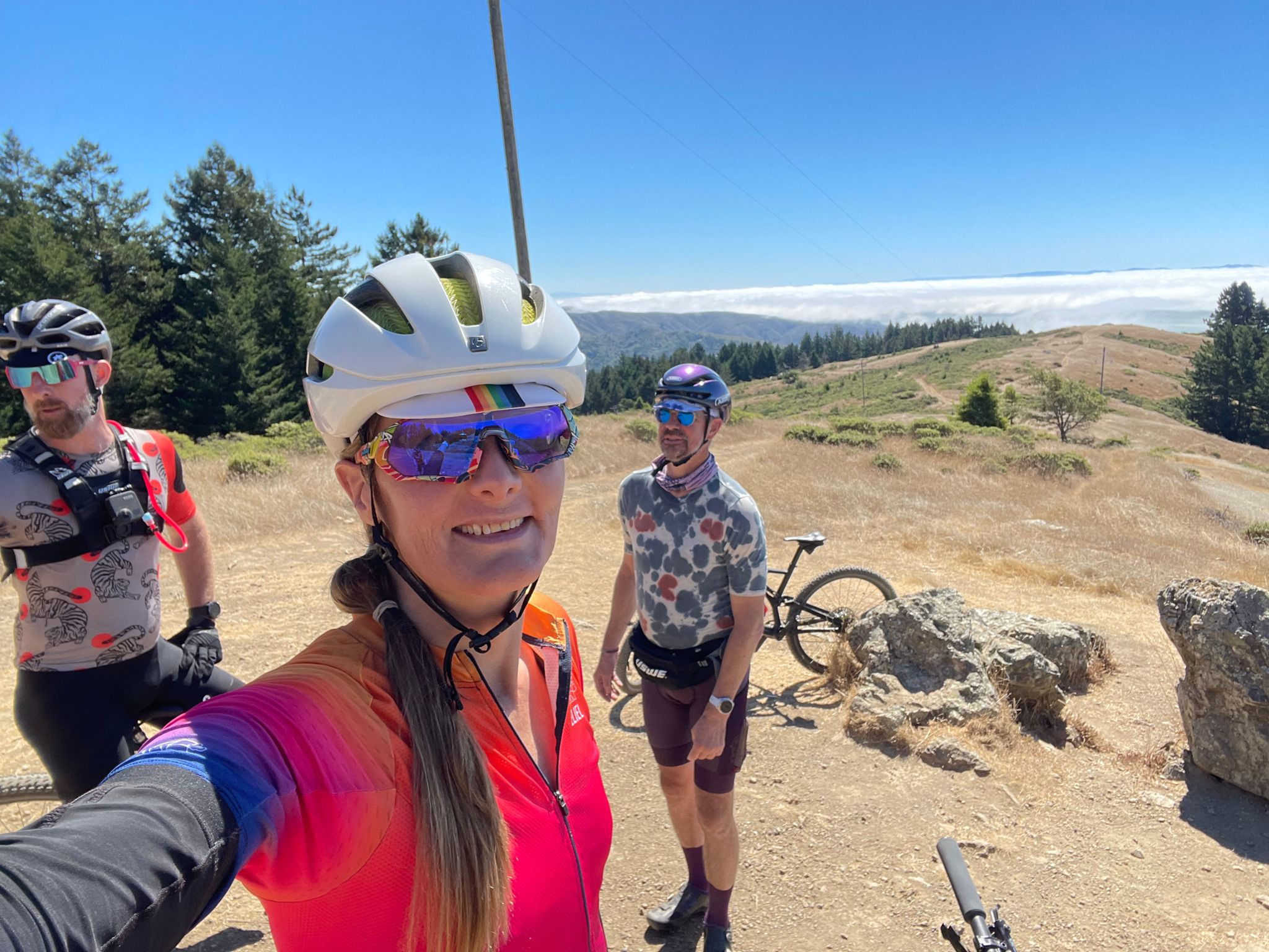 3 bikers overlooking the Pacific Ocean