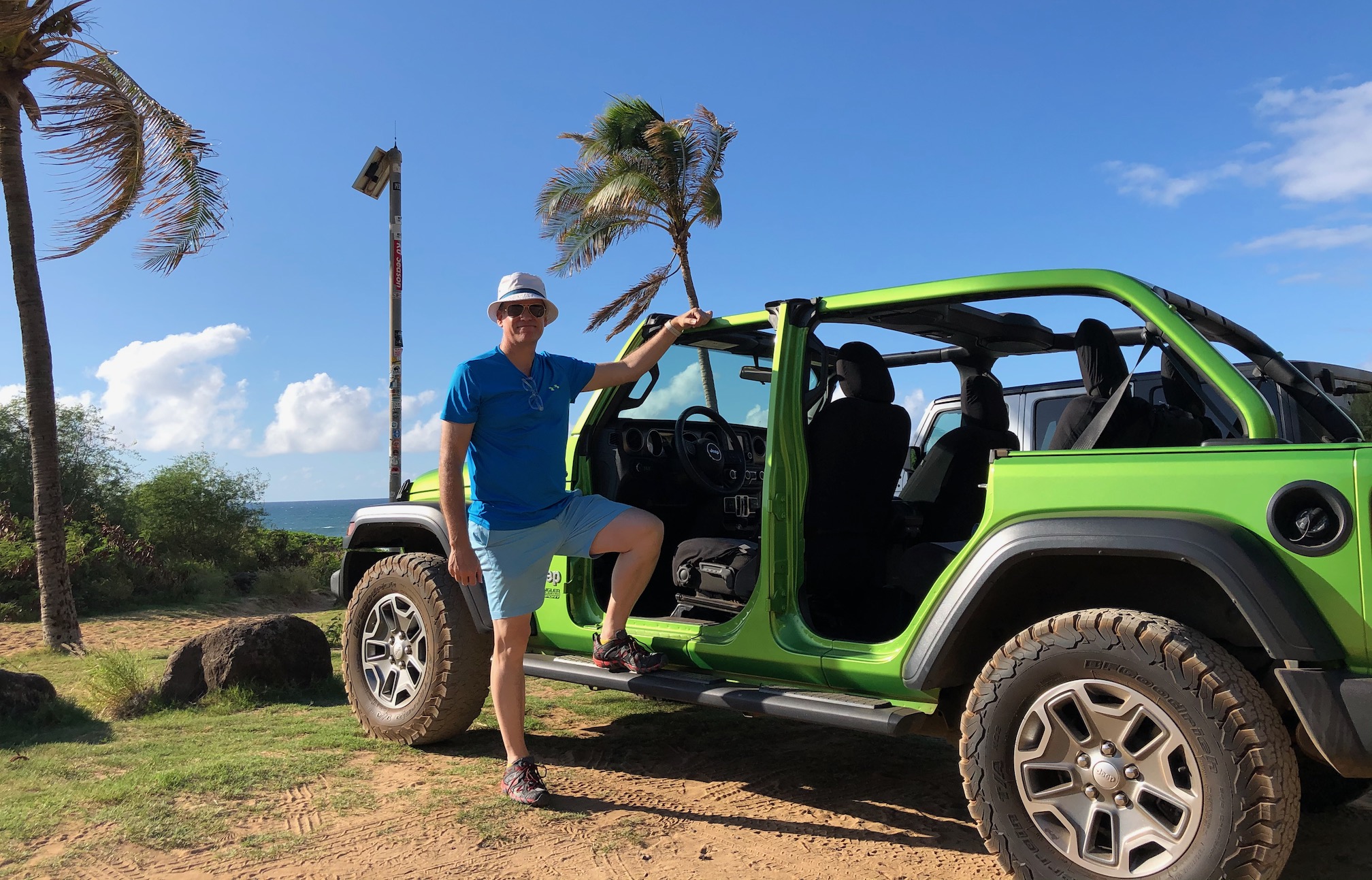 hunter and jeep at the beach