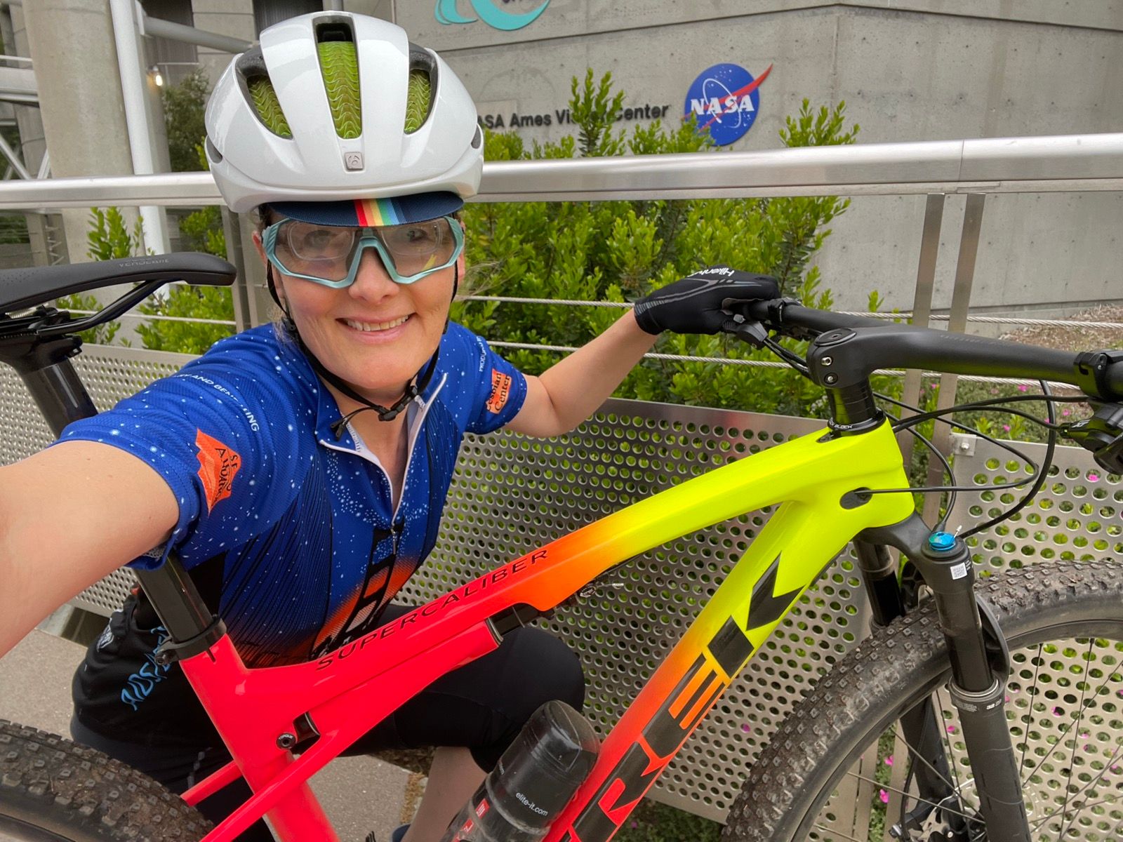 tracey and bike at Chabot Space & Science